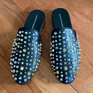Studded black mules